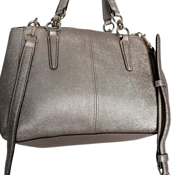 Coach Mini Christie Carryall Satchel in Crossgrain Gold Metallic Leather F23337 - Picture 8 of 16